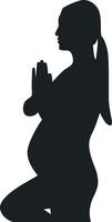 Pregnant Girl Silhouette in Simple Design, Isolated on White Background, vector