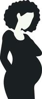 Pregnant Girl Silhouette in Simple Design. Isolated on White Background vector