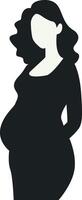 Pregnant Girl Silhouette with Simple Design. Isolated on White Background vector