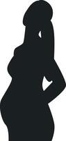 Pregnant Girl Silhouette in Simple Design. Isolated on White Background. vector