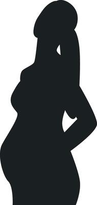 Pregnant Girl Silhouette in Simple Design. Isolated on White Background.
