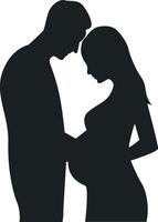 Pregnant Girl Silhouette with Simple Design. Isolated on White Background. vector