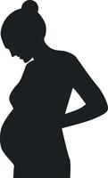 Pregnant Girl Silhouette with Simple Design, Isolated on White Background. vector