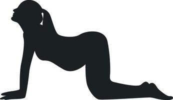 Pregnant Girl Silhouette with Flat Design, Isolated on White Background, vector
