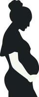Pregnant Girl Silhouette with Flat Design. Isolated on White Background vector