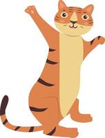 Tiger Pose Character Illustration on White Background vector