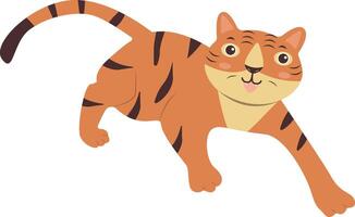 Tiger Pose Character Illustration in Flat Design vector