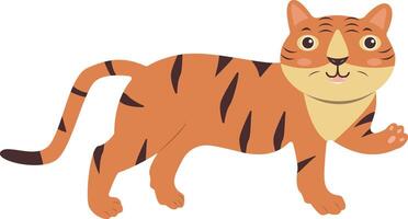 Tiger Pose Character Illustration with Flat Design vector