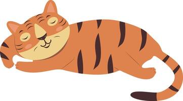 Tiger Pose Character Illustration. Isolated on White Background. vector