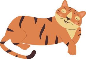 Tiger Pose Character Illustration with Flat Design. vector