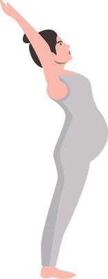 Pregnant Girl Yoga Pose Character on White Background