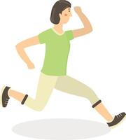 Woman Running Character on White Background vector