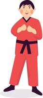 Cute Boy Karate Character with Flat Design vector
