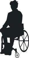 Silhouette of Disabled Man in a Wheelchair Isolated on White Background vector
