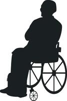 Silhouette of Disabled Man in a Wheelchair with Flat Design. vector