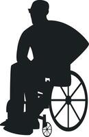 Silhouette of Disabled Man in a Wheelchair with Simple Design, vector