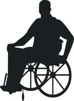 Silhouette of Disabled Man in a Wheelchair in Simple Design vector
