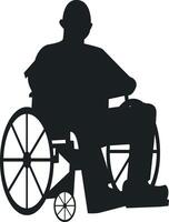 Silhouette of Disabled Man in a Wheelchair in Simple Design. vector