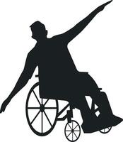 Silhouette of Disabled Man in a Wheelchair with Simple Design. Isolated on White Background, vector