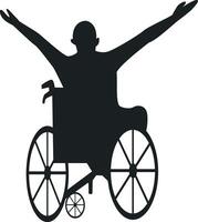 Silhouette of Disabled Man in a Wheelchair in Simple Design. Isolated on White Background. vector