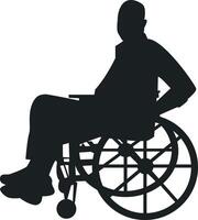 Silhouette of Disabled Man in a Wheelchair in Simple Design. Isolated on White Background vector