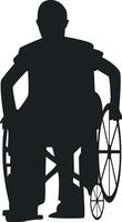 Silhouette of Disabled Man in a Wheelchair in Simple Design. Isolated on White Background, vector
