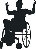 Silhouette of Disabled Man in a Wheelchair in Simple Design, Isolated on White Background. vector