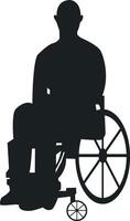 Silhouette of Disabled Man in a Wheelchair in Simple Design, Isolated on White Background, vector