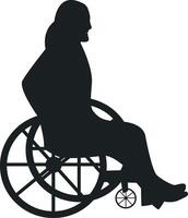 Silhouette of Disabled Woman in a Wheelchair with Simple Design. Isolated on White Background vector
