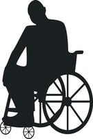 Silhouette of Disabled Man in a Wheelchair with Simple Design, Isolated on White Background. vector