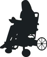 Silhouette of Disabled Woman in a Wheelchair with Simple Design. Isolated on White Background, vector