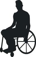 Silhouette of Disabled Man in a Wheelchair with Simple Design, Isolated on White Background, vector