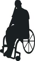 Silhouette of Disabled Man in a Wheelchair with Simple Design. Isolated on White Background vector