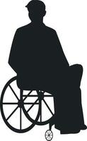 Silhouette of Disabled Man in a Wheelchair with Simple Design. Isolated on White Background. vector