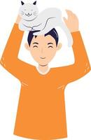 Illustration of Man and Cat. with Cartoon Design vector