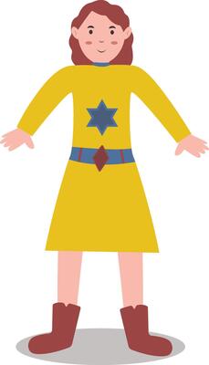 Girl Superhero Character on White Background