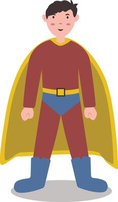 Boy Superhero Character. Isolated on White Background