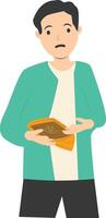 Puzzled Man Carrying Empty Wallet. vector
