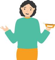 Puzzled Woman Carrying Empty Wallet on White Background vector