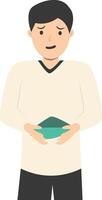Puzzled Man Carrying Empty Wallet Isolated on White Background vector