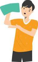 Puzzled Man Carrying Empty Wallet Isolated on White Background. vector