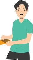Puzzled Man Carrying Empty Wallet with Flat Design vector