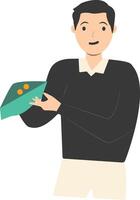 Man Carrying Empty Wallet with Cartoon Design vector