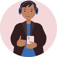 Smartphone Addicted Boy Character in Flat Design vector