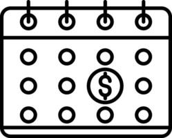 Due Date Icon, Due Bills Icon, Black And White Outline Icon Symbol vector