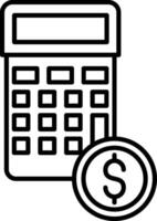 Calculator Coin Icon, Finance Icon, Black And White Outline Icon Symbol vector