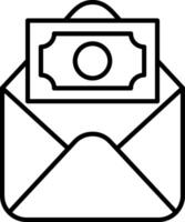 Cash Envelope Icon, Salary Envelope Icon, Black And White Outline Icon Symbol vector