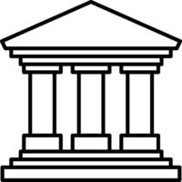Bank Icon, Black And White Outline Icon Symbol vector