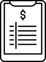 Billing Clipboard Icon, Clipboard With Billing Icon, Black And White Outline Icon Symbol vector