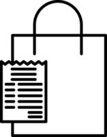 Shopping Invoice Icon, Invoice Document Icon, Black And White Outline Icon Symbol vector
